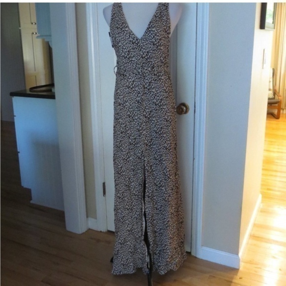 Leopard halter maxi dress with slit